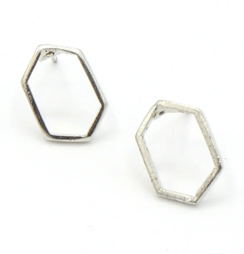 Earrings, Little Hexagon Studs