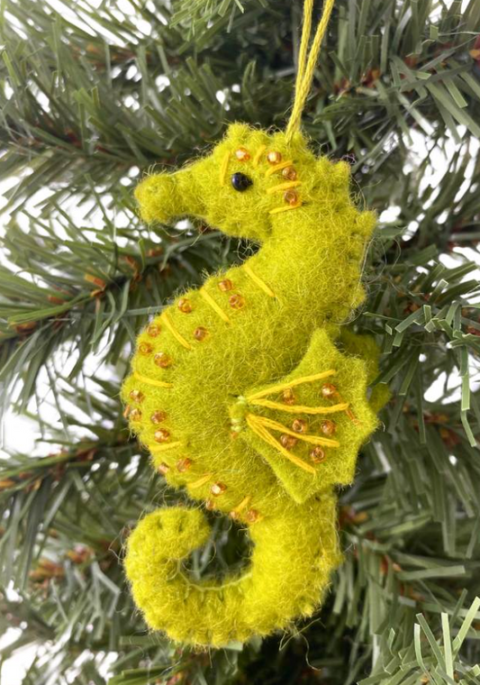 Felted Seahorse Ornament