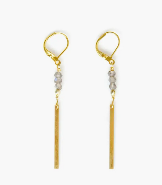 Earrings, Labradorite and Bar