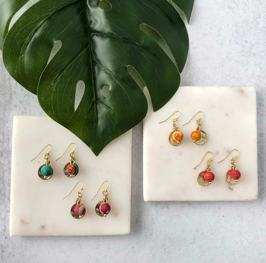 Earrings, "Kantha Camille"