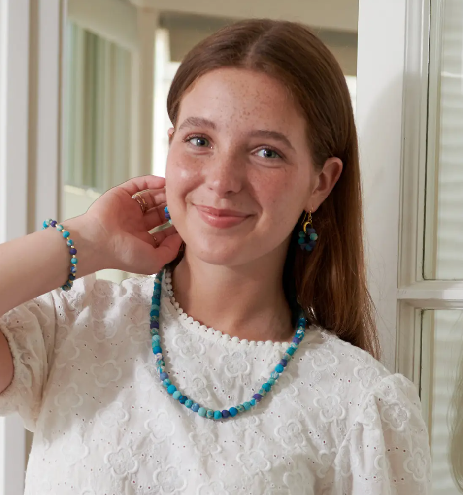Necklace, "Kantha Azure Classic"