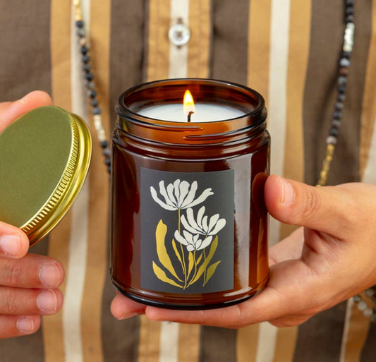 Glass Jar Candle, "Gilded Botanical"