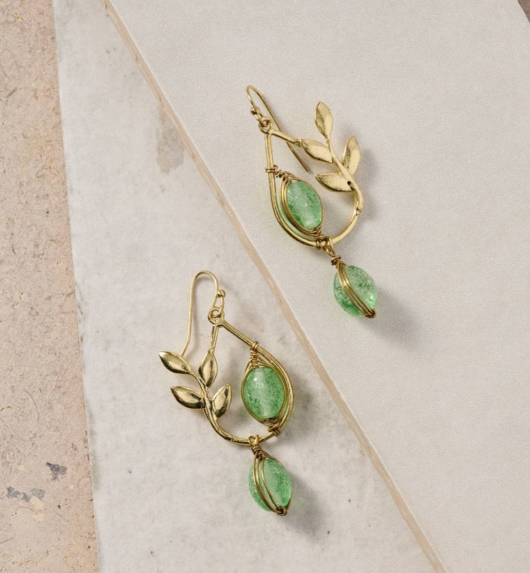 Earrings, Brass and Glass Beads "Sangya"