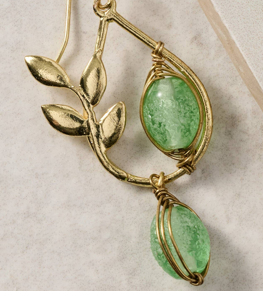 Earrings, Brass and Glass Beads "Sangya"