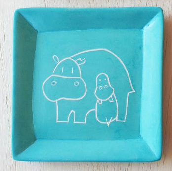 Hippo Carved Stone Dish