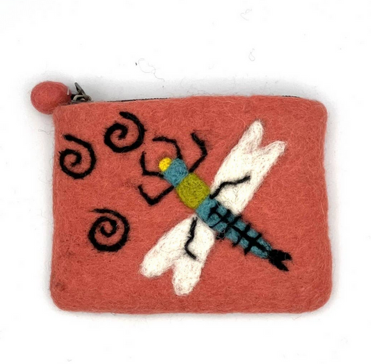 Dragonfly Felt Coin Purse