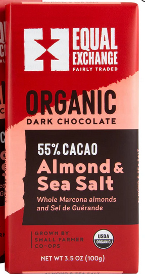 Almond and Sea Salt 55% Dark Chocolate Bar