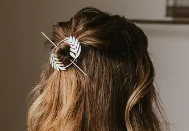 Hair Slide with Stick, "Kavya Silver Fern"
