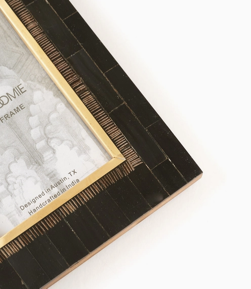 Frame, 4X6 Carved Horn Brass Inlay "Andhera"