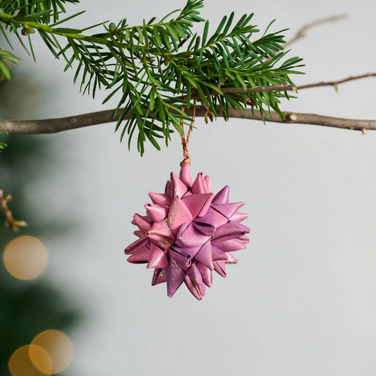 Ornament, Pink Folded Palm Leaf "Supernova"