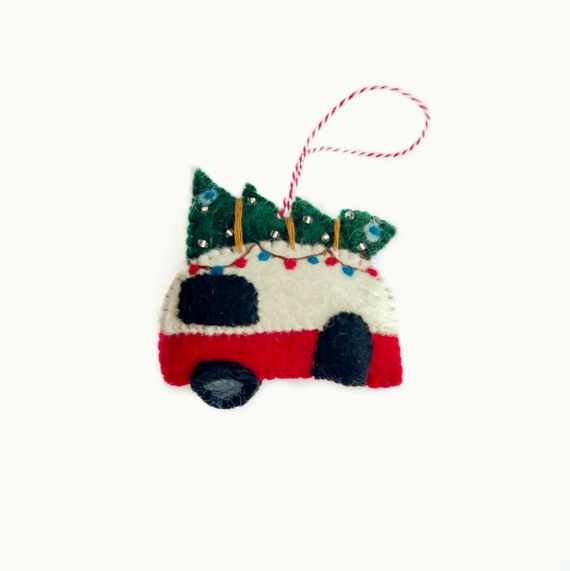 Camper Felt Wool Christmas Ornament