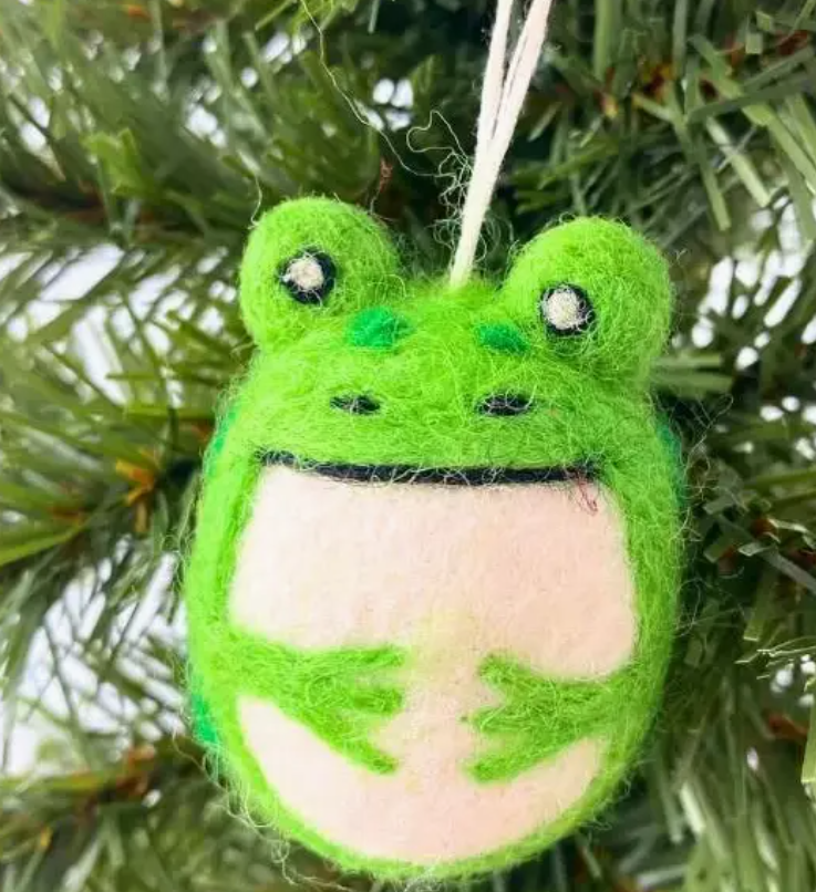 Felted Frog Ornament