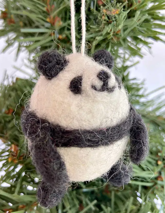 Felted Panda Bear Ornament