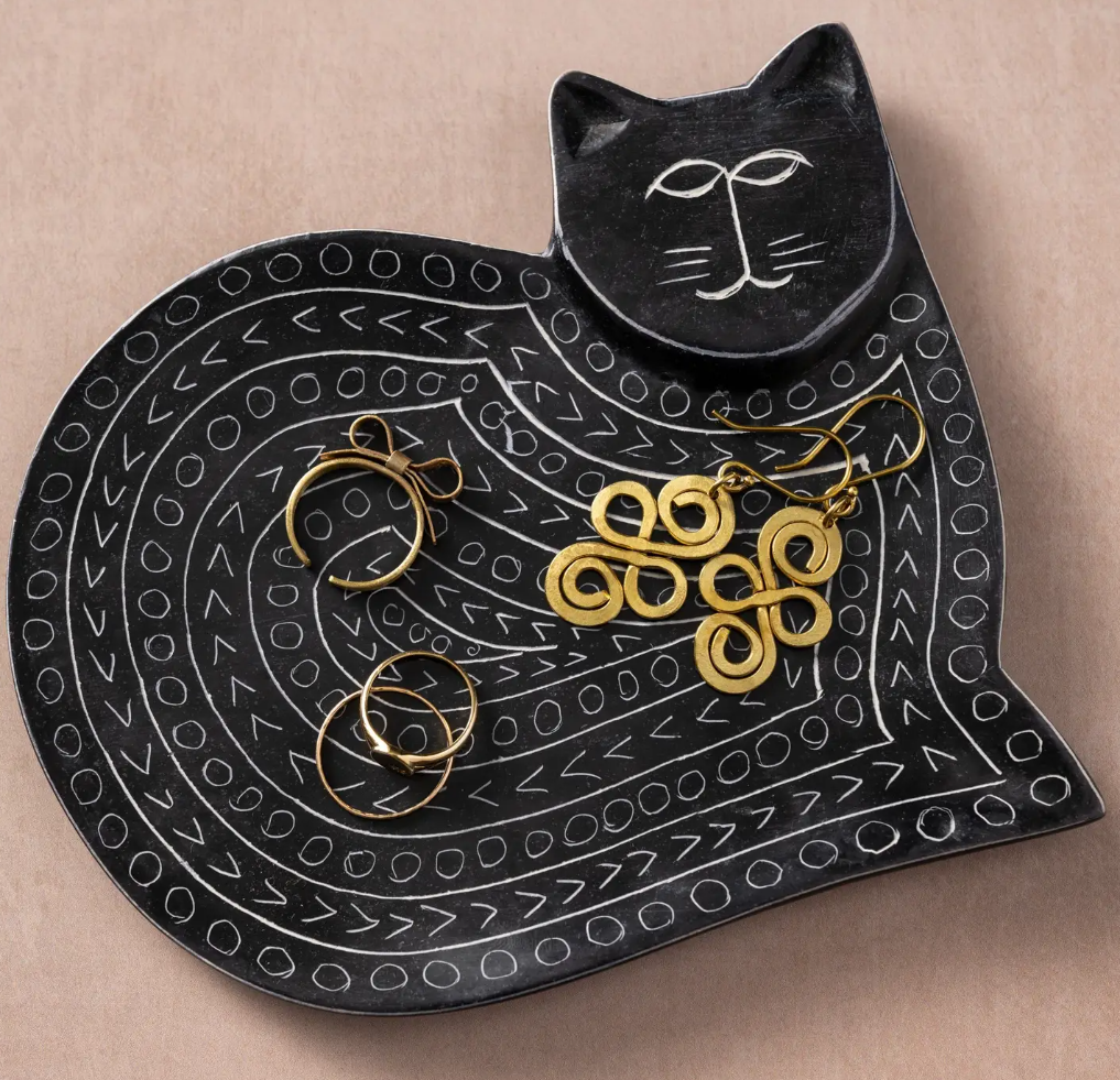 "Giza" Kitty Soapstone Ring Dish