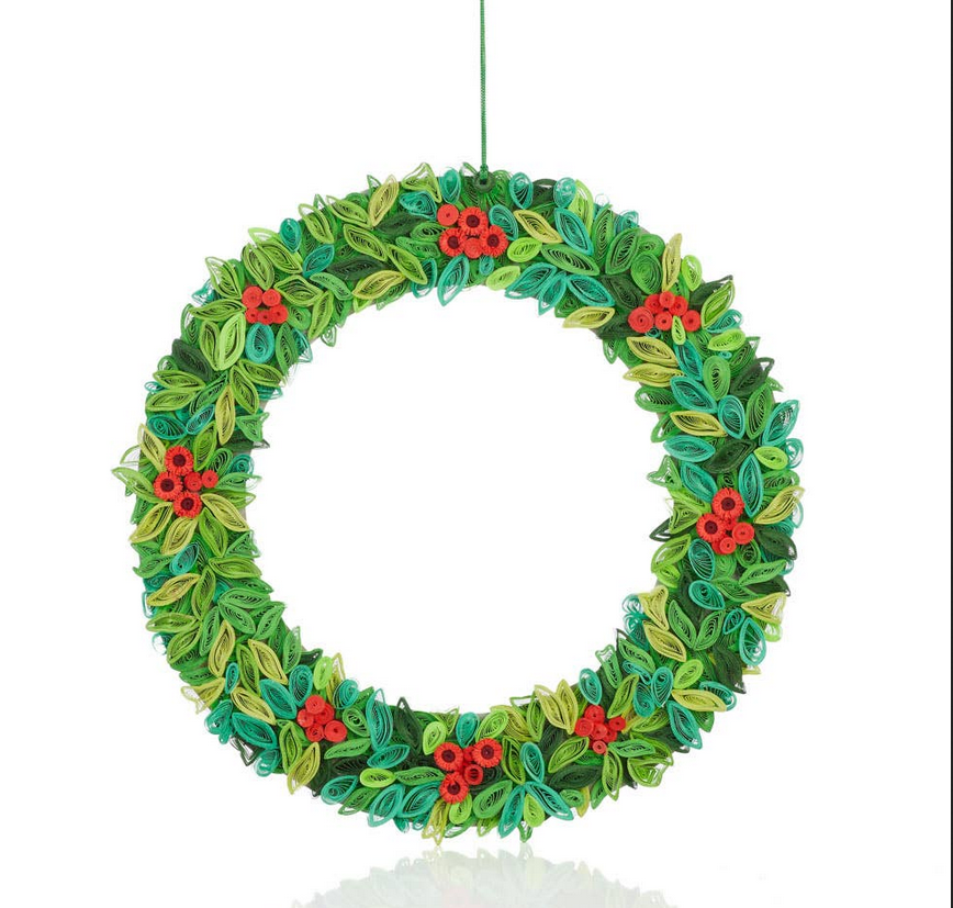 Quilled Paper Holly Wreath