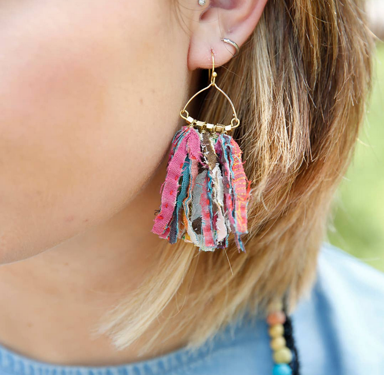Fringed Kantha Earrings