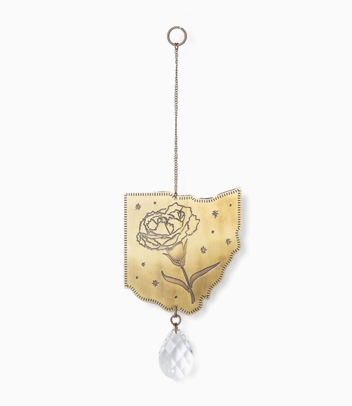 Ohio State Flower Engraved Suncatcher