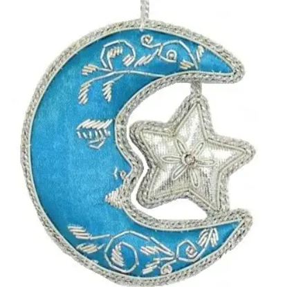 Embroidered Zari Moon Ornament