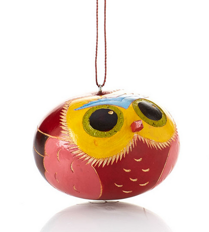 Colorful Owl Gourd Ornament