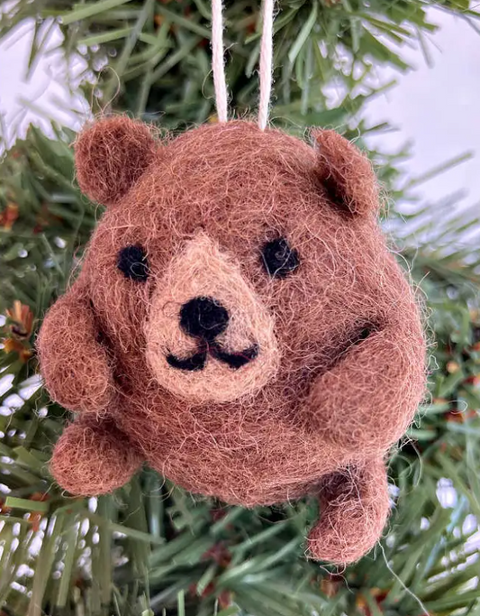 Felted Brown Bear Ornament