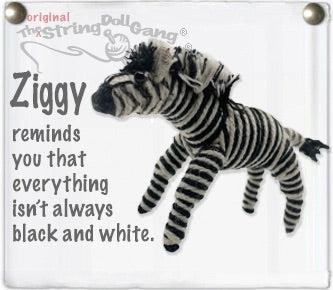 Keychain String Doll, "Ziggy the Zebra"