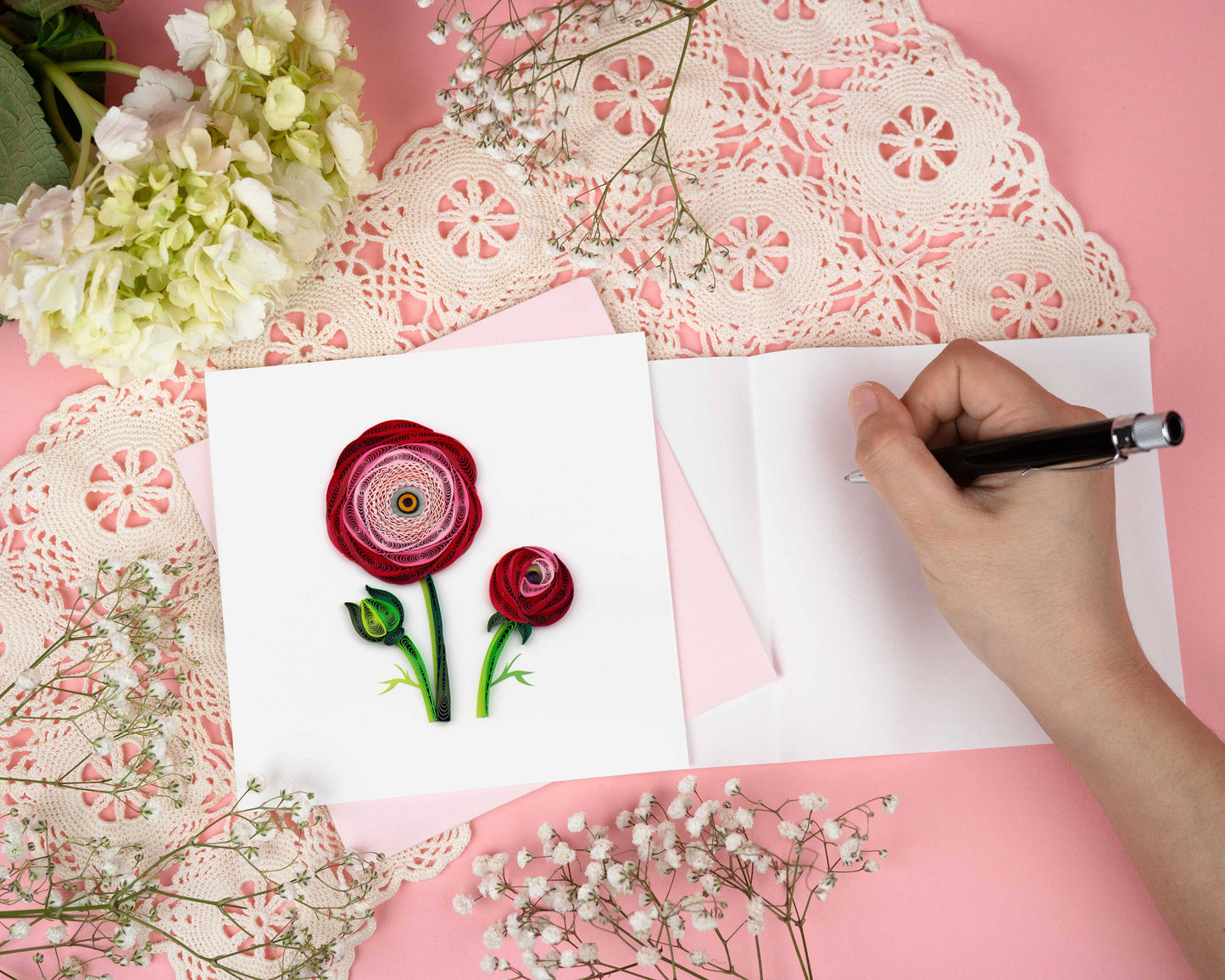 Quilled Greeting Card, "Ranunculus"