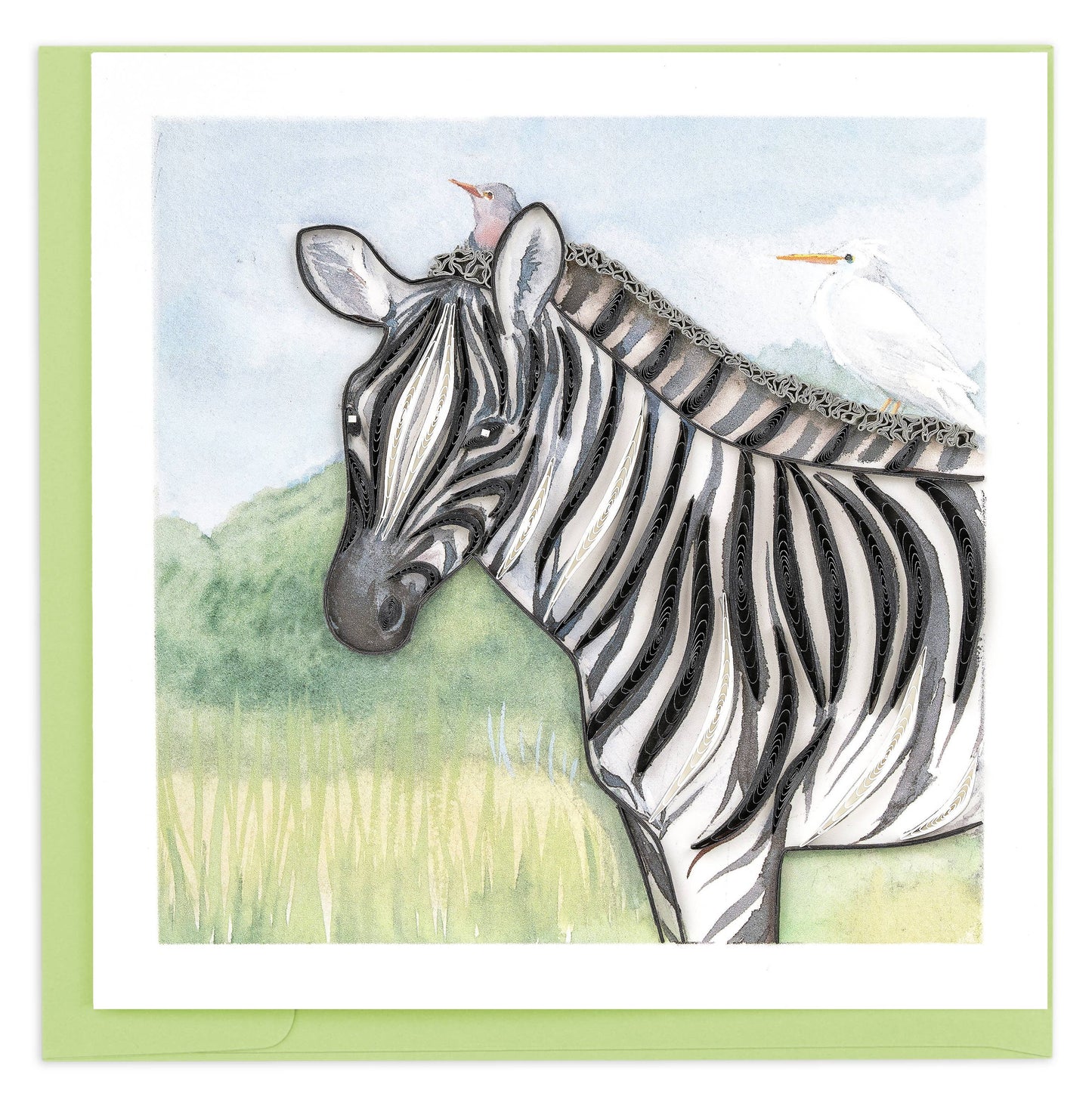 Quilled Greeting Card, "Zebra & Birds"