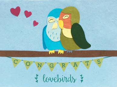 Recycled Paper Cards, "Congrats Lovebirds"