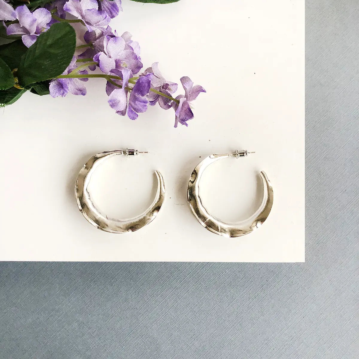 Earrings, Wavy Hoops