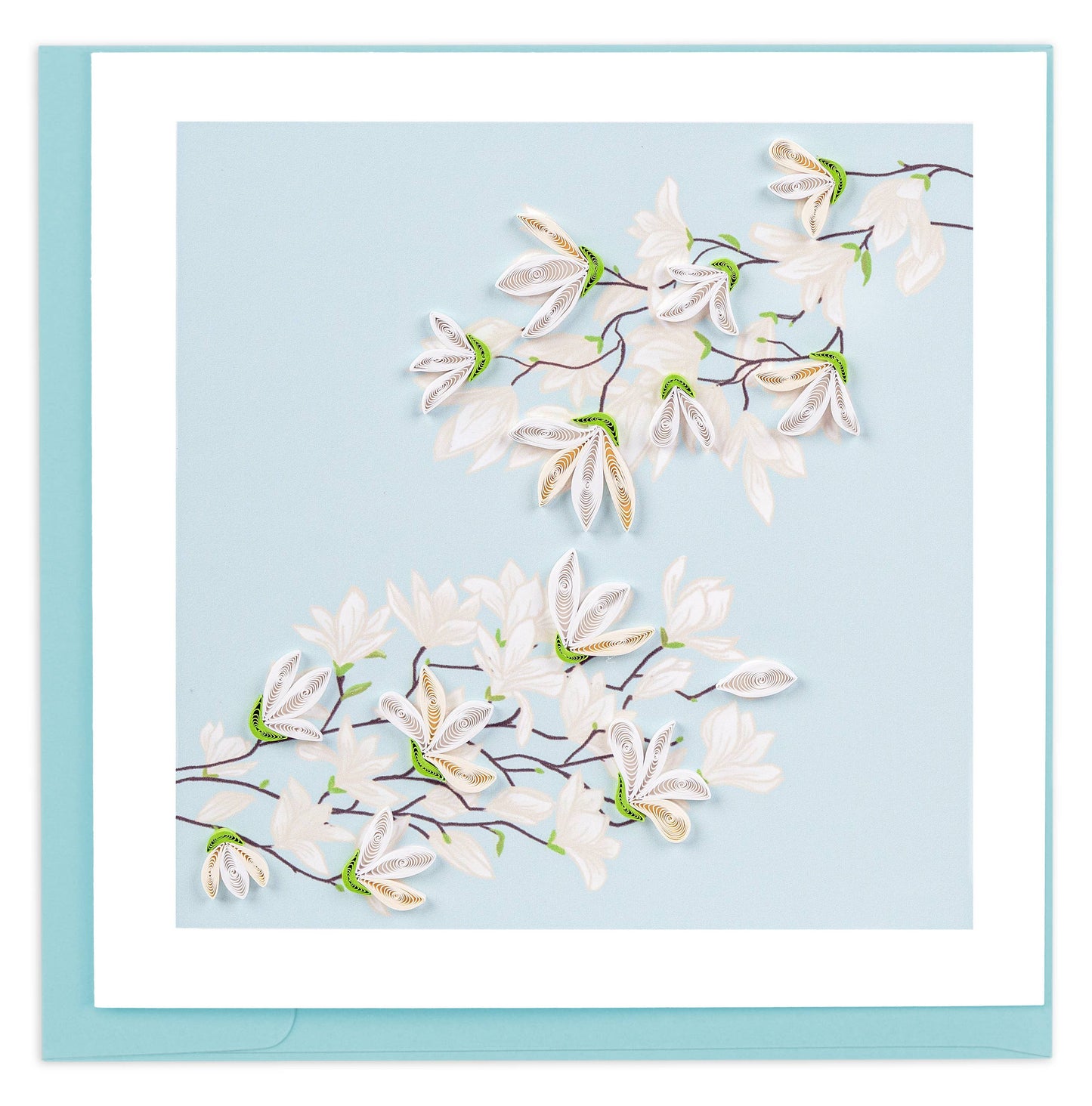 Quilled Greeting Card, "White Magnolia Branch"
