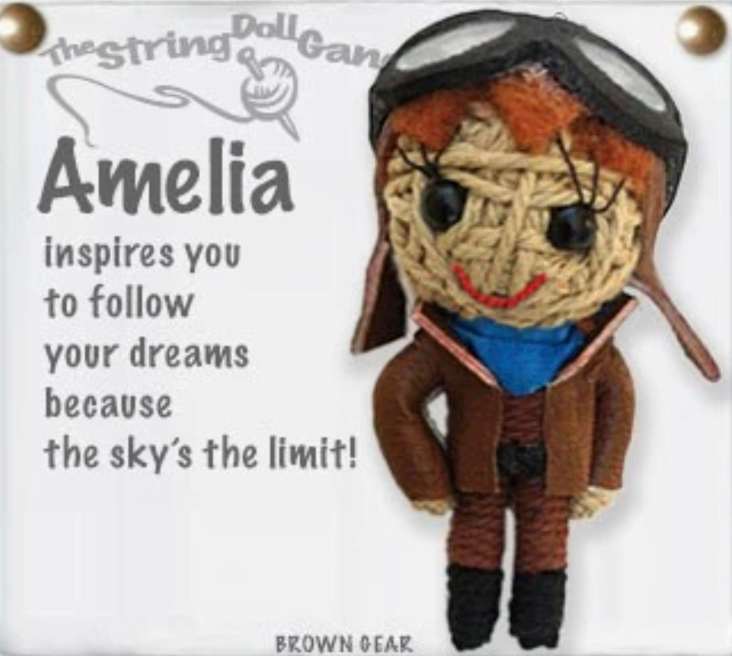 Keychain String Doll, "Amelia Earhart"
