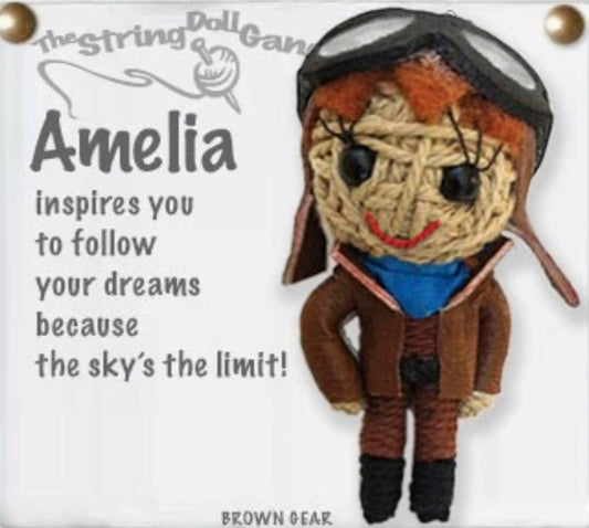 Keychain String Doll, "Amelia Earhart"