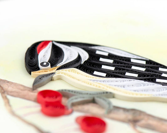 Quilled Greeting Card, "Downy Woodpecker"