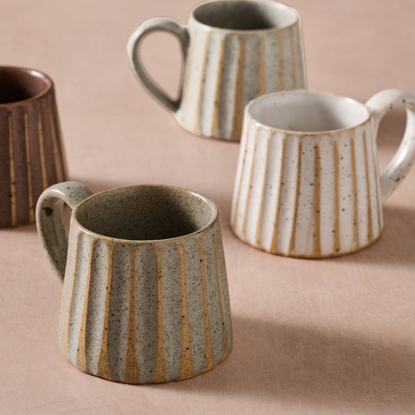 Sundara Conical Fluted Ceramic Espresso Mugs^