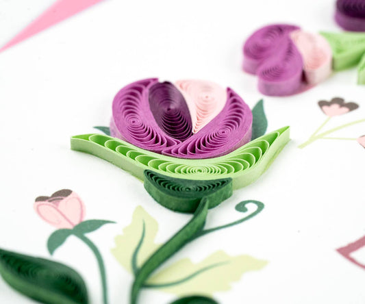 Quilled Greeting Card, "LOVE Floral Wreath"