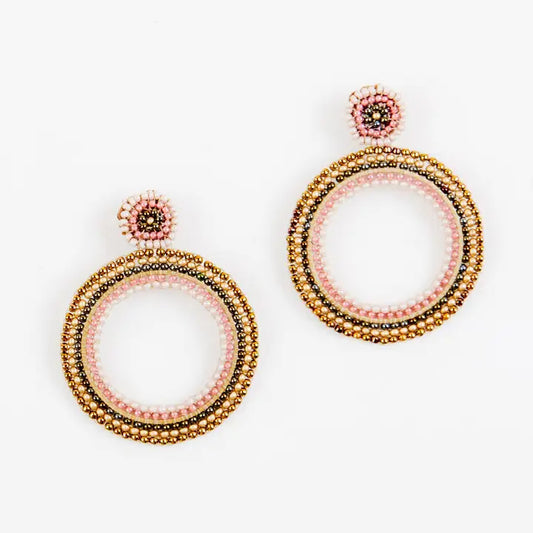 Earrings, Beaded Open Circle Post