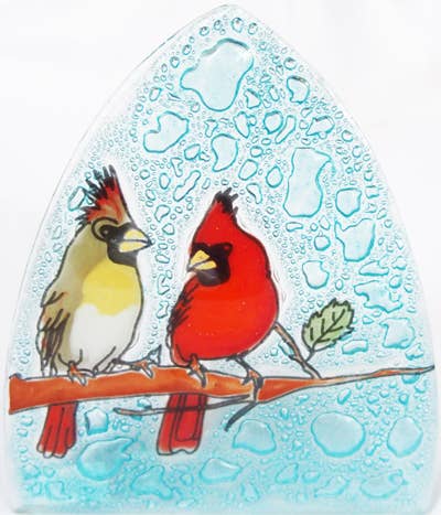 Glass Night Light - Cardinal Pair