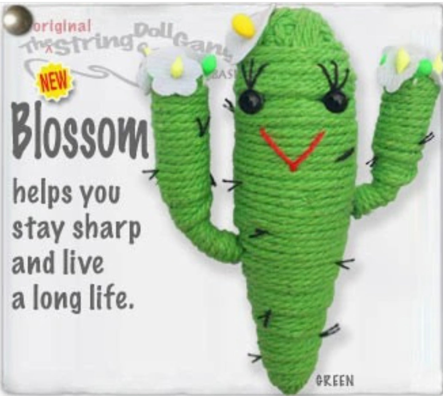 Keychain String Doll, "Blossom the Cactus"