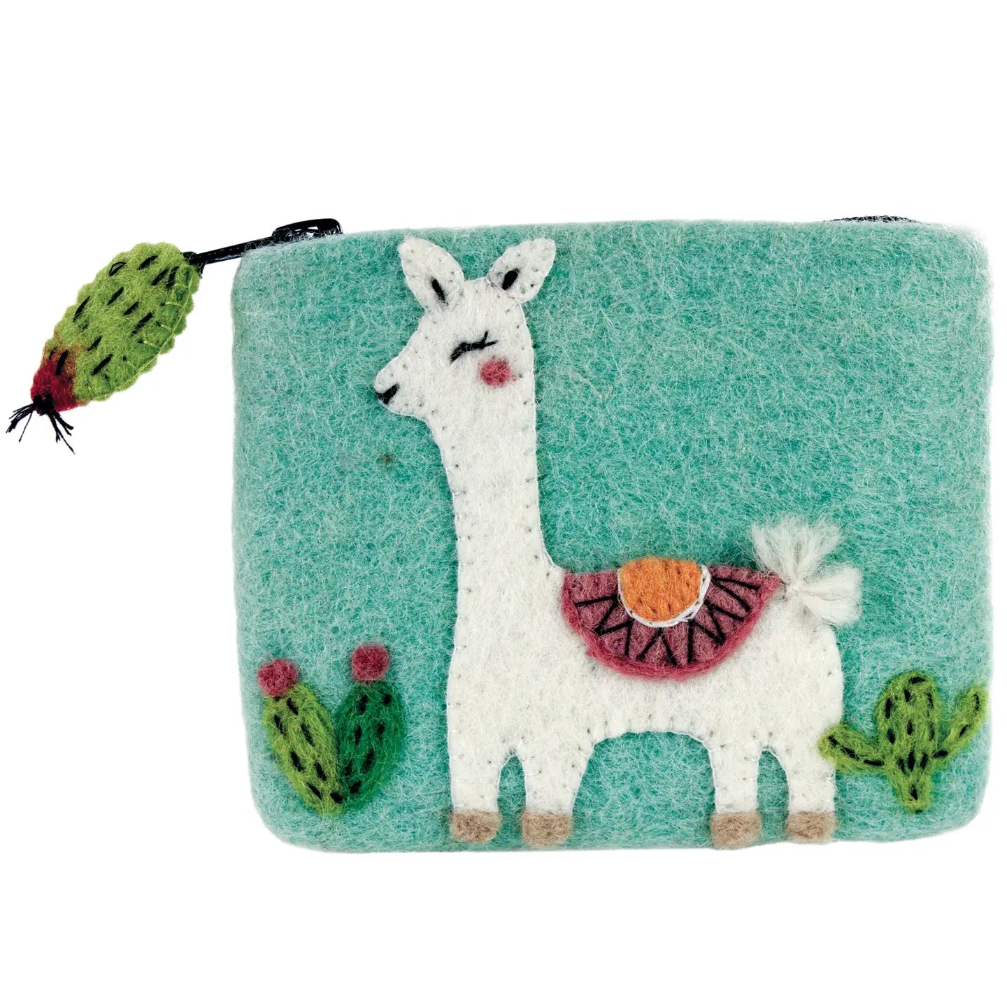 Happy Llama Felt Coin Purse