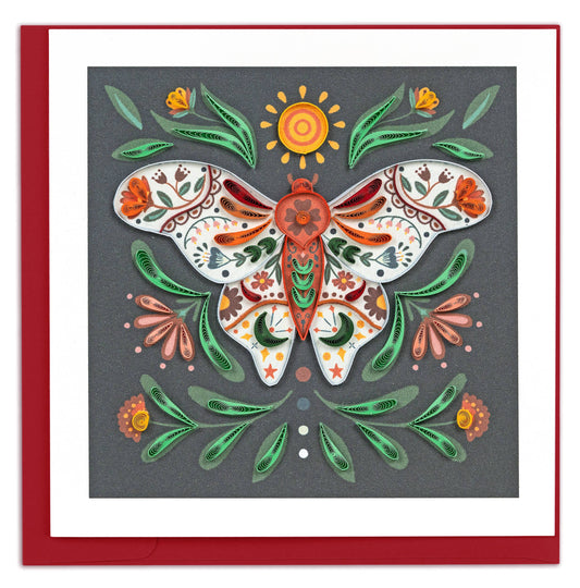 Quilled Greeting Card, "Cottage Core Moth"
