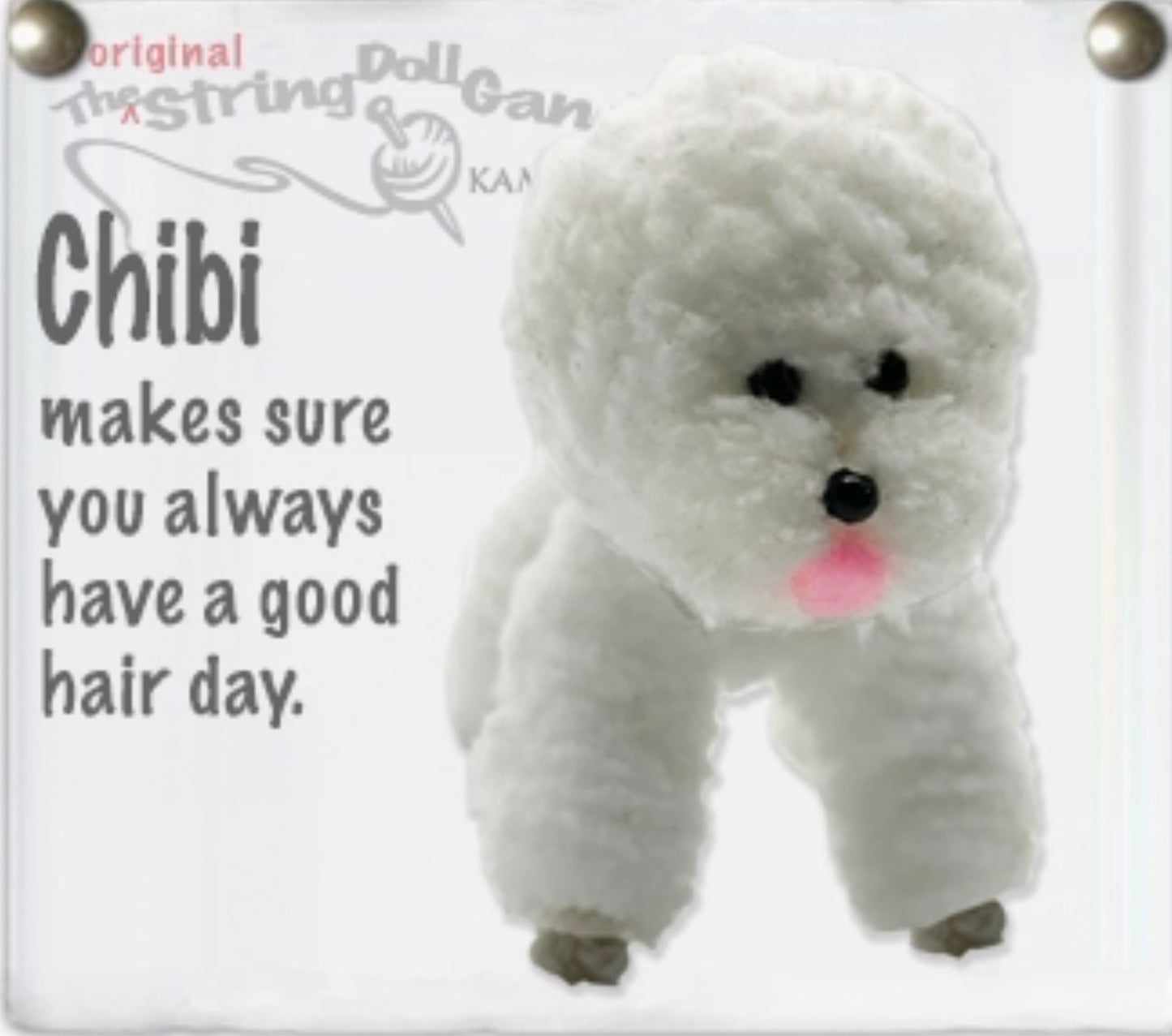 Keychain String Doll, "Chibi the Bichon Frise"