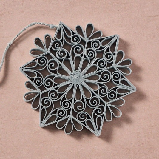 Kula Quilled Snowflake Ornament - Silver