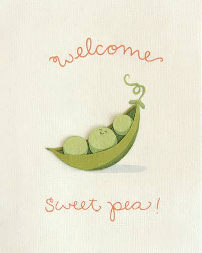 Recycled Paper Cards, "Welcome Sweet Pea"