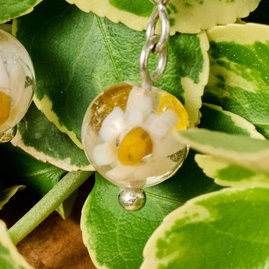 Glass Bead Daisy Earrings