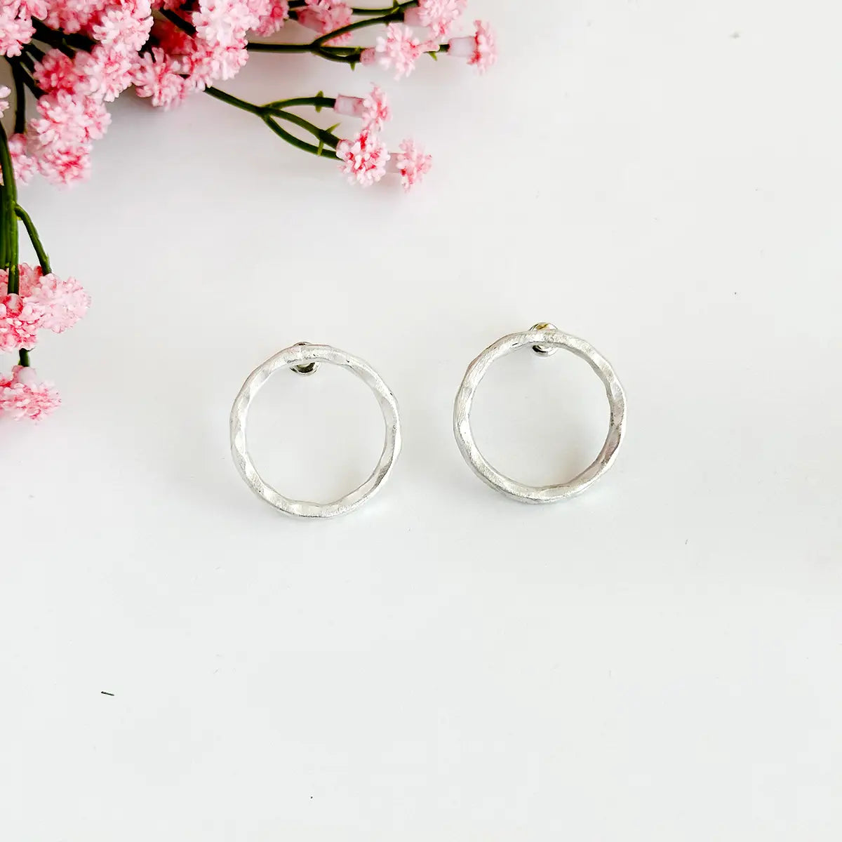 Earrings, Textured Twig Hoop Post