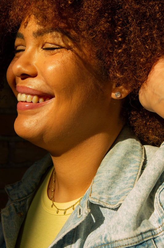 Earrings, "Full Moonstone" Studs