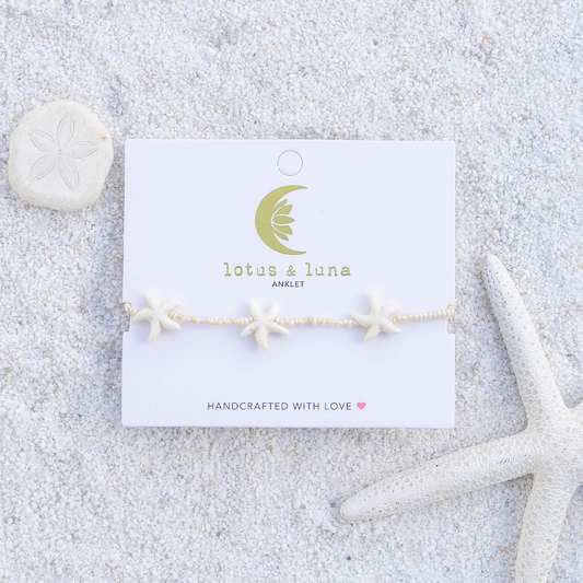 White Seastar Seedbead Anklet