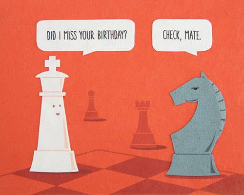 Recycled Paper Cards, "Checkmate Birthday"