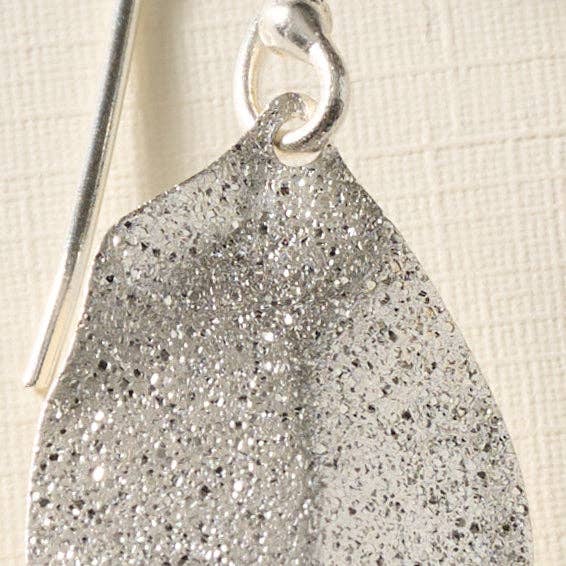 Esha Silver Sparkle Leaf Earrings