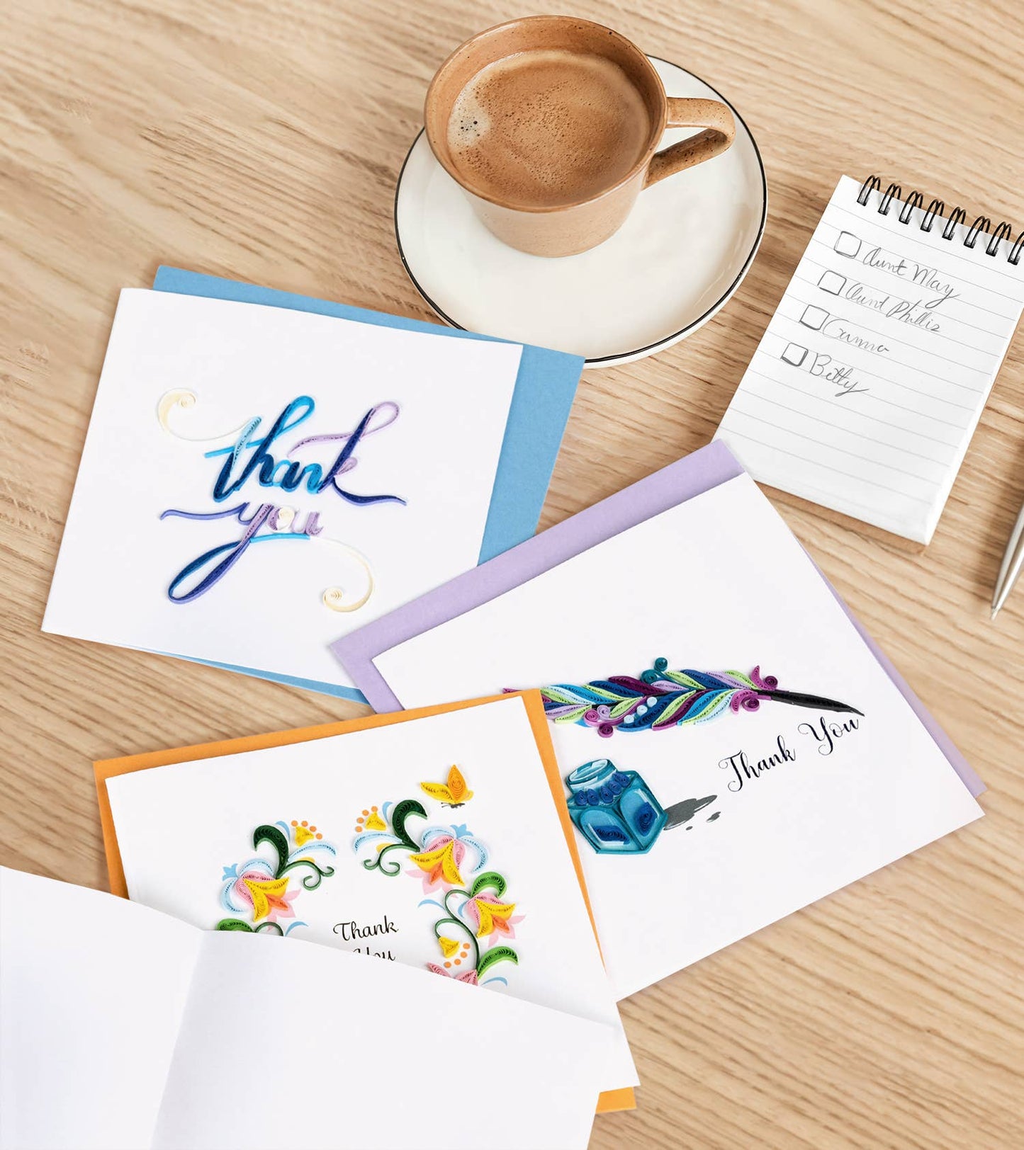 Quilled Greeting Card, "Thank You Flower Wreath"